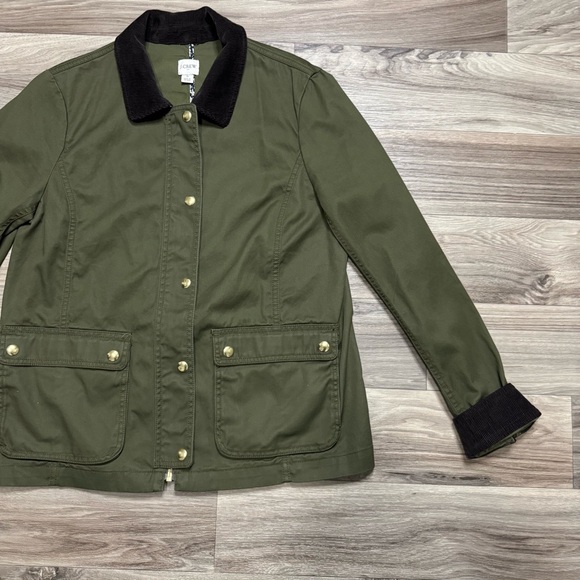 J. Crew Orchid Utility Barn Coat Collared Button Down Olive Green Jacket Size S - Picture 3 of 6